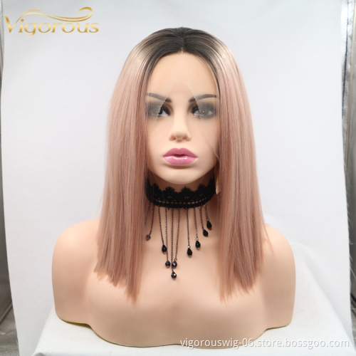 Vigorous Natural Hair Wigs For Black Women Straight Synthetic Lace Front Hair 28 Inch Ombre Lace Front Wig Cosplay Brown Color